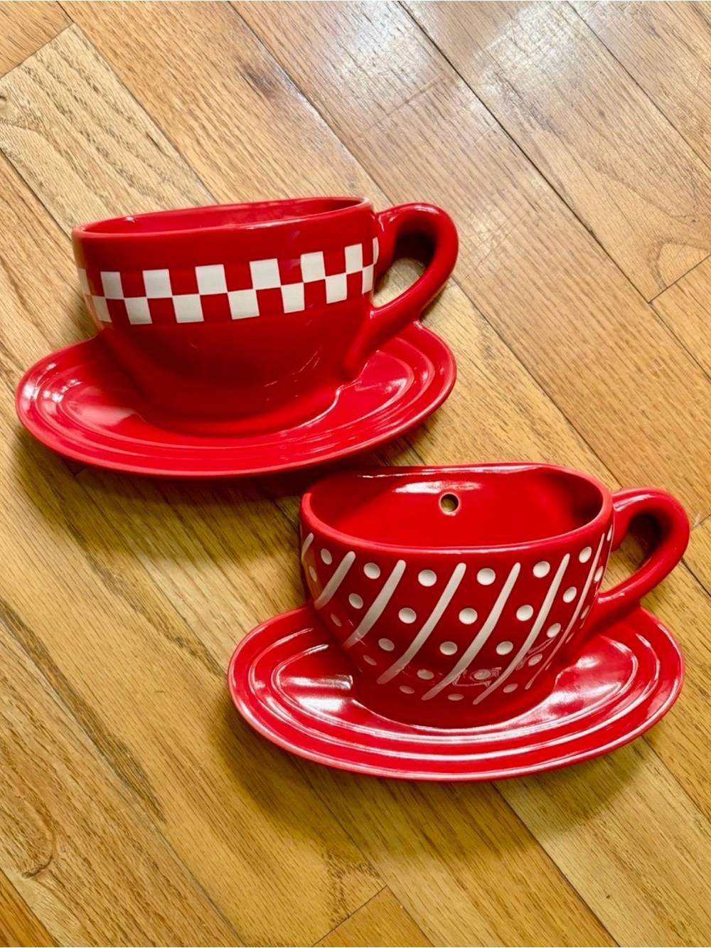 1950’s Diner Retro red polka dot & checkered Kitchen Decor Wall Pockets THT 2003